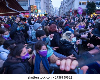 People Made A Press Statement And March To Protest President Recep Tayyip Erdogan's Termination Of The (Istanbul Convention) By Presidential Decree. Turkey Istanbul Kadikoy 20 March 2021