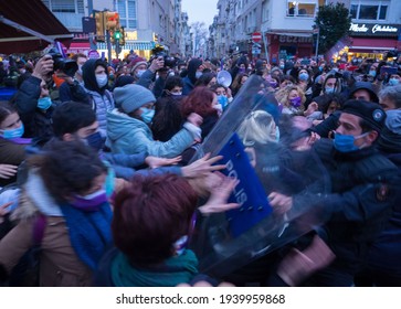 People Made A Press Statement And March To Protest President Recep Tayyip Erdogan's Termination Of The (Istanbul Convention) By Presidential Decree. Turkey Istanbul Kadikoy 20 March 2021