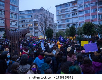 People Made A Press Statement And March To Protest President Recep Tayyip Erdogan's Termination Of The (Istanbul Convention) By Presidential Decree. Turkey Istanbul Kadikoy 20 March 2021