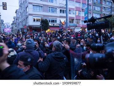 People Made A Press Statement And March To Protest President Recep Tayyip Erdogan's Termination Of The (Istanbul Convention) By Presidential Decree. Turkey Istanbul Kadikoy 20 March 2021