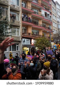 People Made A Press Statement And March To Protest President Recep Tayyip Erdogan's Termination Of The (Istanbul Convention) By Presidential Decree. Turkey Istanbul Kadikoy 20 March 2021