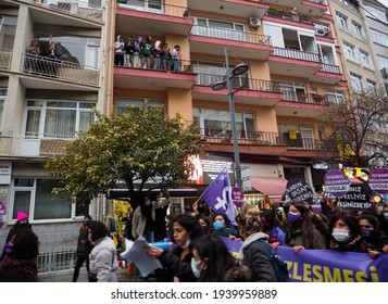 People Made A Press Statement And March To Protest President Recep Tayyip Erdogan's Termination Of The (Istanbul Convention) By Presidential Decree. Turkey Istanbul Kadikoy 20 March 2021