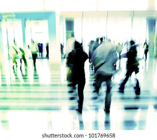 People Moving In The Office Lobby Deliberately Blurred Action,abstract Image