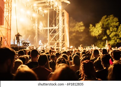 People At A Music Concert At Night