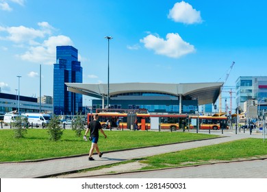 People Near Central Railway Station In Warsaw City Center In Poland.