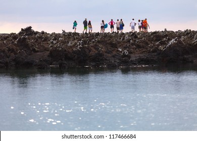 People On The Coast, The Galapagos Islands, Ecuador