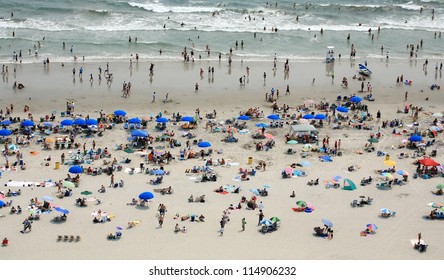 People on crowded beach