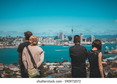 People On Mount Victoria Look Forward To Auckland City