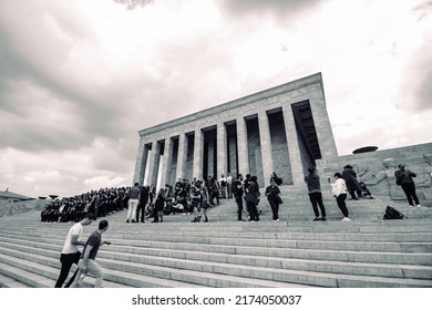 People On The Stairs Of Anitkabir In Ankara For Showing Respect To Ataturk. 10 Kasim Or 10th November Background Photo. Ankara Turkey - 5.16.2022