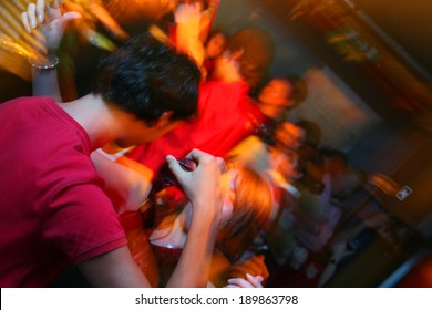 People On A Wild Party In A Club