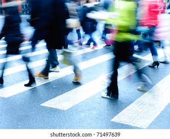 People On Zebra Crossing Street