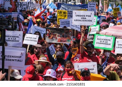 People Participate In The Annual May Day March In Downtown Los Angeles, Sunday, May 1, 2022. 