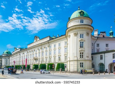 People Are Passing Around The Palace Hofburg In Innsbruck, Austria.