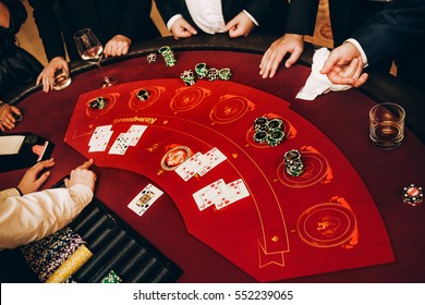 People Play Casino Games Croupier Dealer Selected Focus