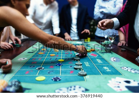 People playing poker in the casino, roulette, gambling