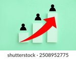 People population increase; Red Arrow up with growing bar graph