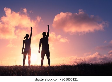 People Power! Man And Woman Standing Together Strong.