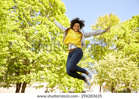 Similar – Image, Stock Photo jump Lifestyle Joy