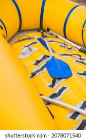 People Rafting At Mountain River Copy Space