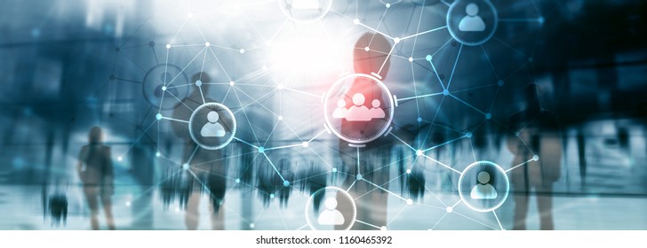 People relation and organization structure. Social media. Business and communication technology concept. - Shutterstock ID 1160465392