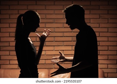 People, relationship difficulties, conflict and breaking up concept. Unhappy couple having quarrel fight