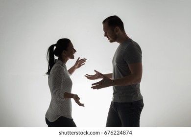 People, Relationship Difficulties, Conflict And Family Concept - Angry Couple Having Argument