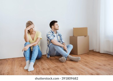 People, Relationship Difficulties, Divorce, Conflict And Family Concept - Unhappy Couple Having Argument Or Break Up At Home