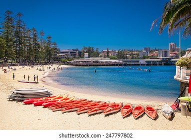 People Relaxing At One Of Manly Beaches In Sydney, Australia.