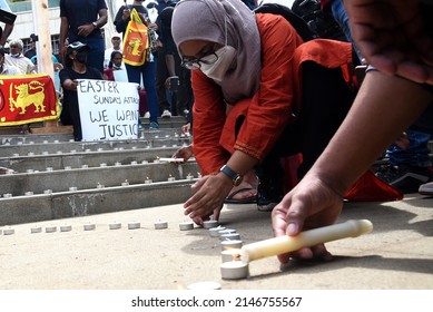 People Remembrance Of The Victims Of The 2019 Easter Sunday Bombing Attack In, Sri Lanka At The Galle Face Colombo On 17th April 2022