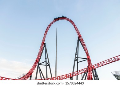 People Riding Roller Roller In The Amusement Park Kingda Ka Roller ( Rodel, Roller Coaster ) , December 02, 2019, Istanbul, Turkey