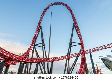 People Riding Roller Roller In The Amusement Park Kingda Ka Roller ( Rodel, Roller Coaster ) , December 02, 2019, Istanbul, Turkey