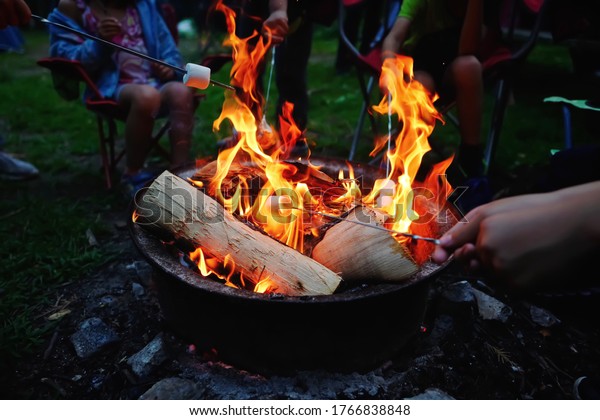 People Roasting Marshmallows On Skewers On Stock Photo 1766838848 ...