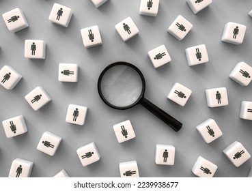 People search concept. HR seeking for new employees. Job headhunter. Human resources and the labor market. Find the right person. Identification. Search for a donor. - Shutterstock ID 2239938677