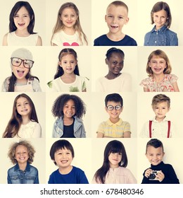 People Set Diversity Kids Playful Studio Stock Photo 678480346 