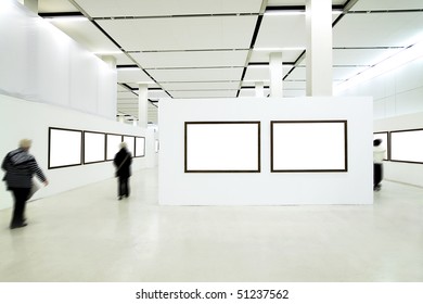 People Silhouettes In The Museum Interior