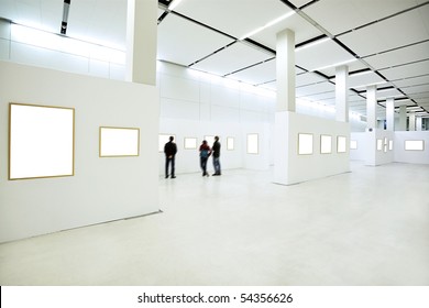 People Silhouettes In The Museum Interior