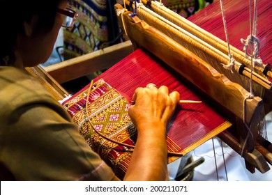 People Are Silk Weaving In Thailand