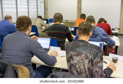 People Sitting Rear At The Computer Training Class