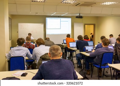 People Sitting Rear At The Computer Training Class