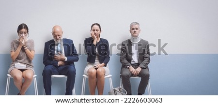 People sitting in the waiting room at the hospital, they have different diseases and injuries, healthcare and emergency concept Foto stock © 