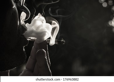 People Smoking Black And White