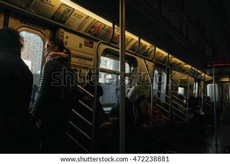 Similar – Image, Stock Photo sitting in a subway to central amsterdam