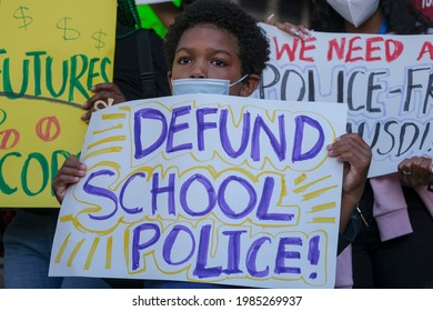 People Take Part In A News Conference To Call On The LAUSD Board Of Education To ``fully Defund And Eliminate The L.A. School Police Department'' At LAUSD Headquarters In Los Angeles, June 3, 2021.