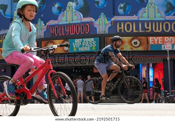 People
take to the streets on their bikes, skateboards and other
non-motorized forms of transportation for the car-free street
CicLAvia event in Los Angeles Sunday, Aug., 2022.
