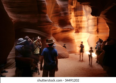 People Taking Pictures At The Upper Antelope Canyon