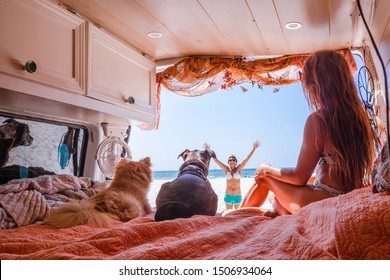 People Traveling In A Camper Van - Vanlife