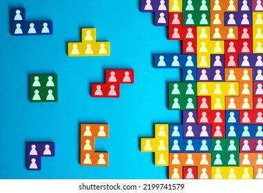 People Unite Into A Group Or Business Company. Perfect Fit Of Teams. Searching New Job Candidates. Human Resource Management. Organization Of Work And Distribution Of Responsibilities. Cooperation.