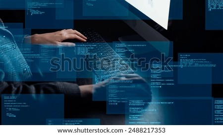 People using computer in office and digital technology concept. Cyber ​​security.