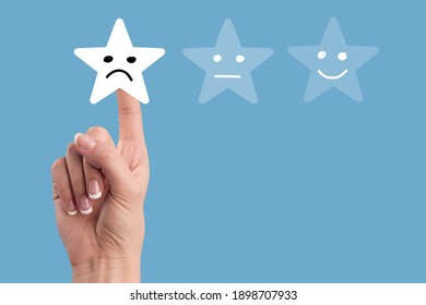 People Using Hand Click One Star Rating,concept Negative Reviews In Customer And Relations Service