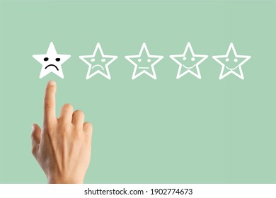 People Using Hand Click One Star Rating,concept Negative Reviews In Customer And Relations Service